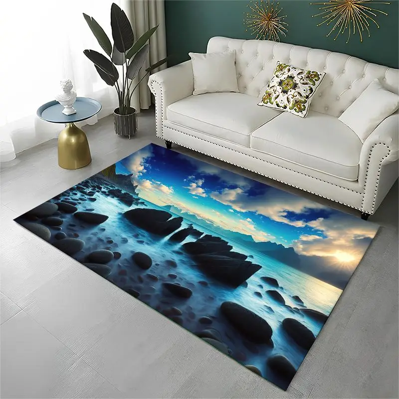 Mystery Sea Water Coastline Beach Reef Large Area Rug Non-slip Carpet for Bedroom Living Room Sofa Doormat Home Decor Floor Mat