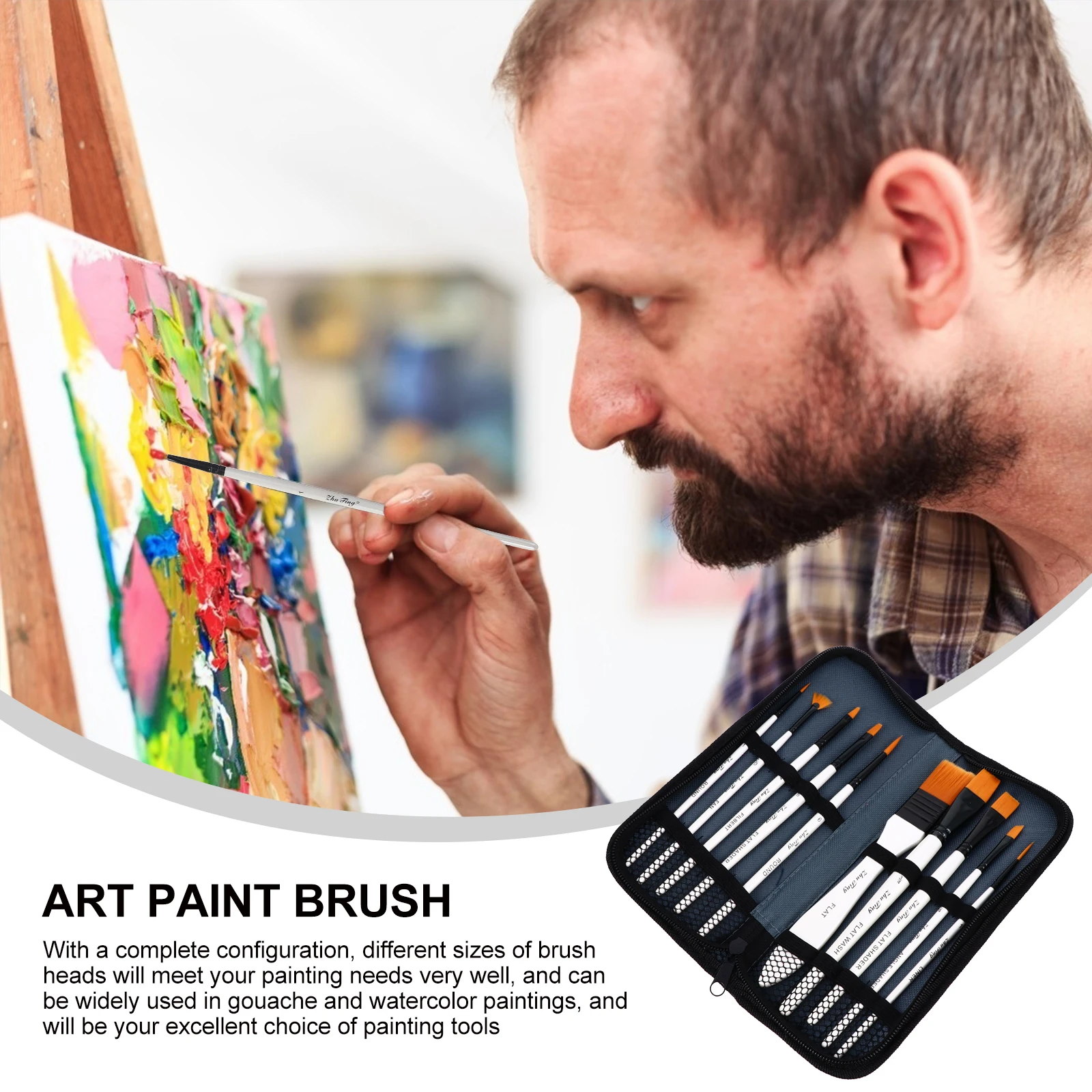 

10pcs Paint Brush Set Watercolor Brushes Pens Short Handle Art Tools Professional Quality Painting Kits