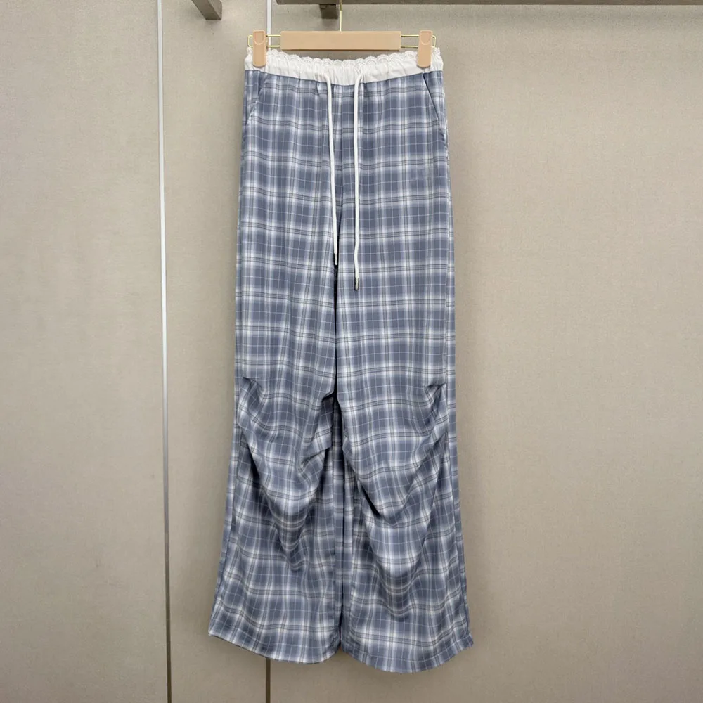 

High-quality 2026 new check-pattern fashionable women's long pants, casual and simple relaxed style for daily wear xy2650931
