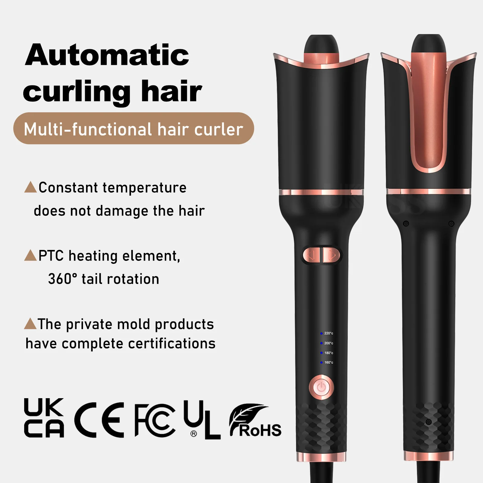 

Electric Hair Curler Spiral automatic curling iron for curly hair home styling wavy curling heated curling wand Wholesale OEM