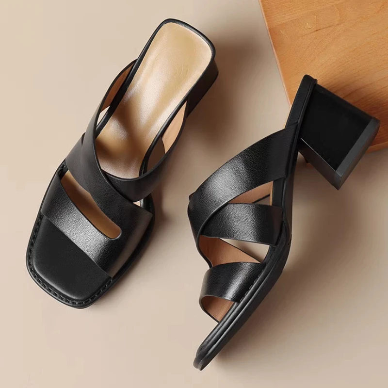 

High Heels Women Sandals Luxury Brand Shoes Woman Slippers Summer 2025 Designer Sexy Open Toe Chunky Pumps Shoes Sandalias Mujer
