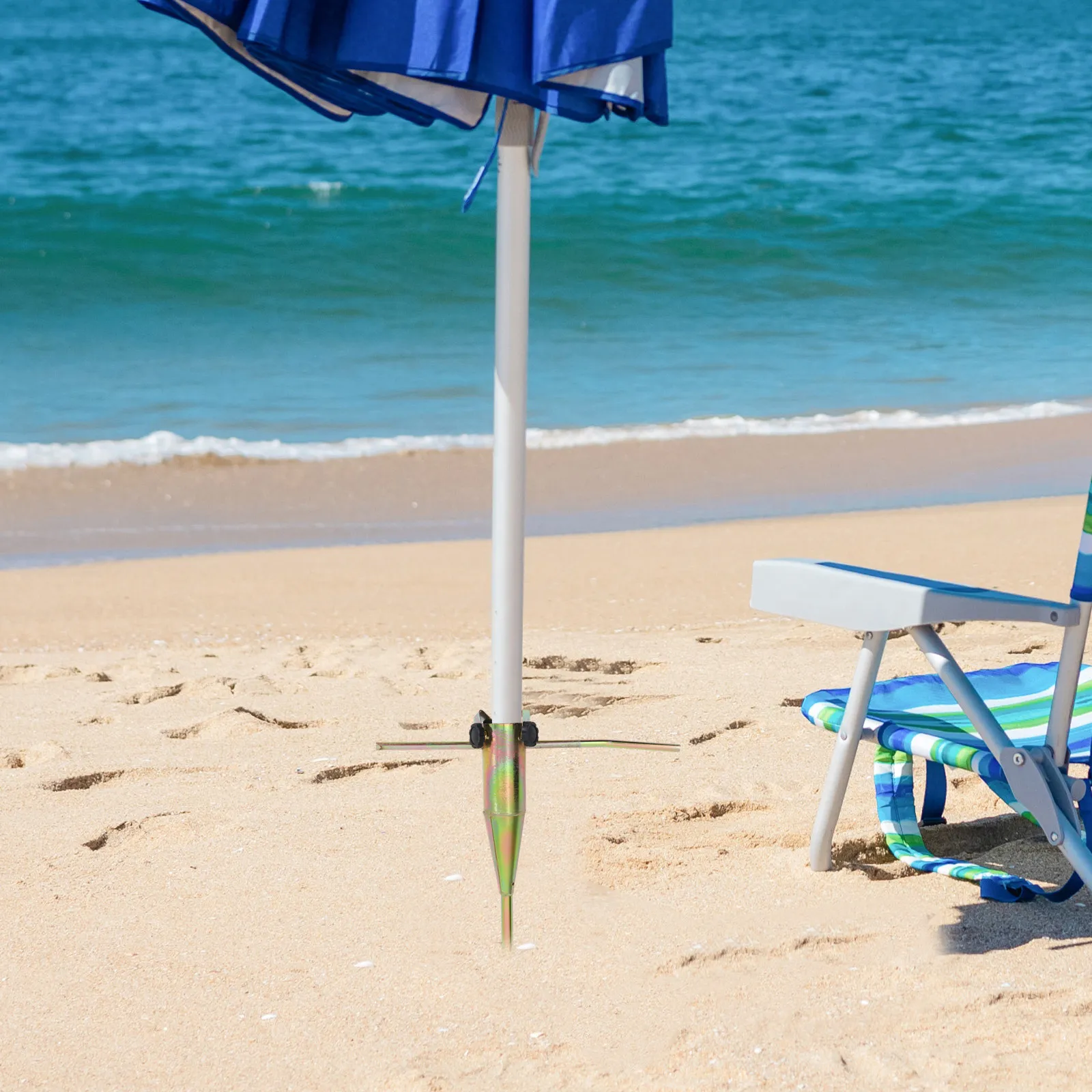 Umbrella Sand Anchor 57Cm Heavy Duty Steel Beach Umbrella Stand Outdoor Patio Garden Parasol Ground Spike Wind Resistant - view 6