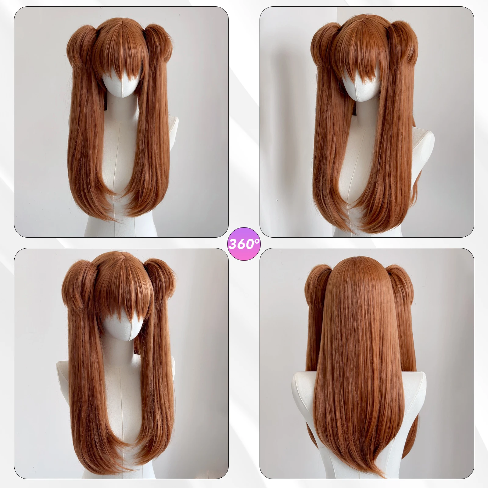 ميسو 16 بوصة شعر مستعار Asuka Langley Soryu مصنوع من الألياف الاصطناعية بطبقات مقاوم للحرارة وطبيعي ناعم للحفلات التنكرية للنساء #5