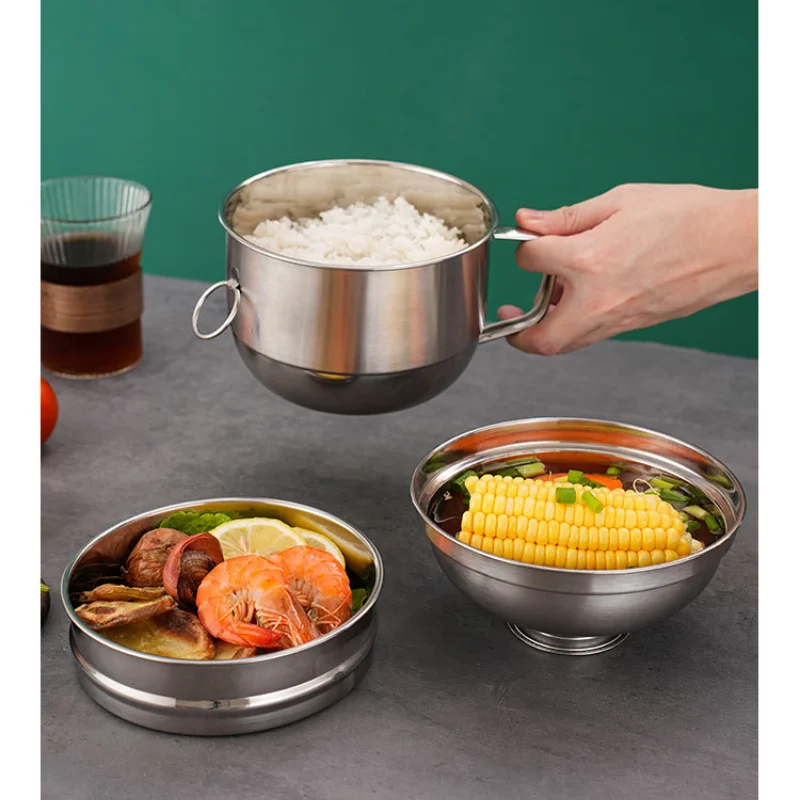 Stainless Steel Fast Food Cup Instant Noodle Cup Layered With Lid Household Instant Noodle Bowl Student Office Worker Lunch Box