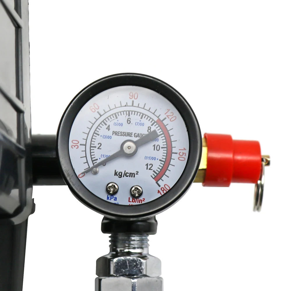 كفاءة 220 فولت/380 فولت 4 ميناء منظم واجب مضخة ضاغط الهواء التحكم في الضغط التبديل صمام التحكم في مضخة الهواء 0-180PSI مع مقياس #6