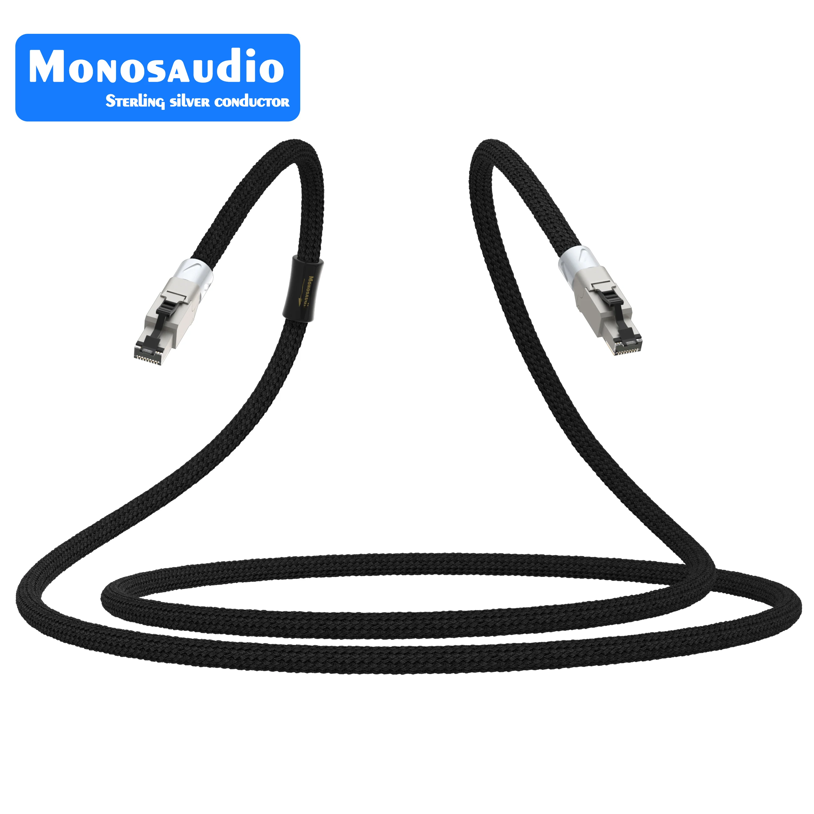 Monosaudio -196°C Cryogenics LAN8 Pure Silver Cat8 Ethernet Cable RJ45 Ethernet Network Cable CAT8 Lan Cable