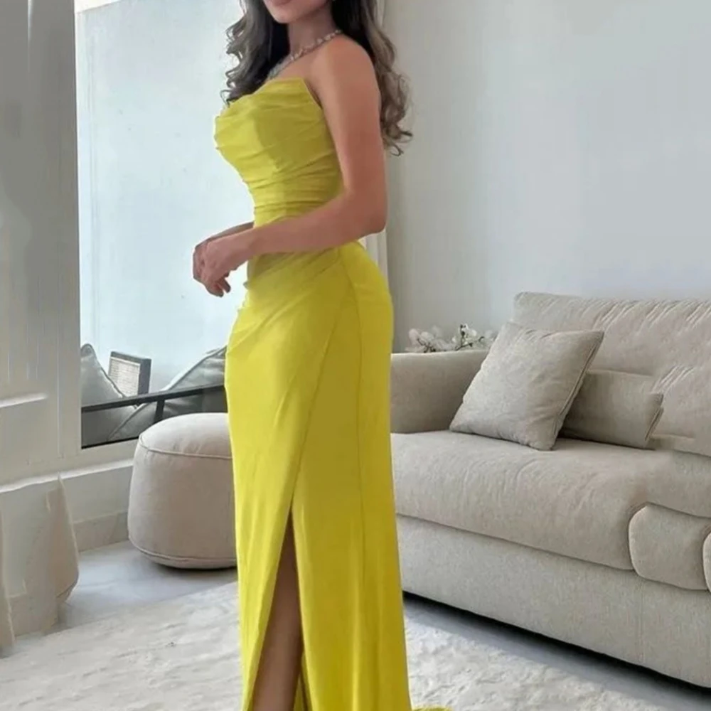 Simple Prom Dress For Women Sexy Strapless Formal Evening Gowns Mermaid Sleeveless Floor Length Party Dresses فساتين السهرة