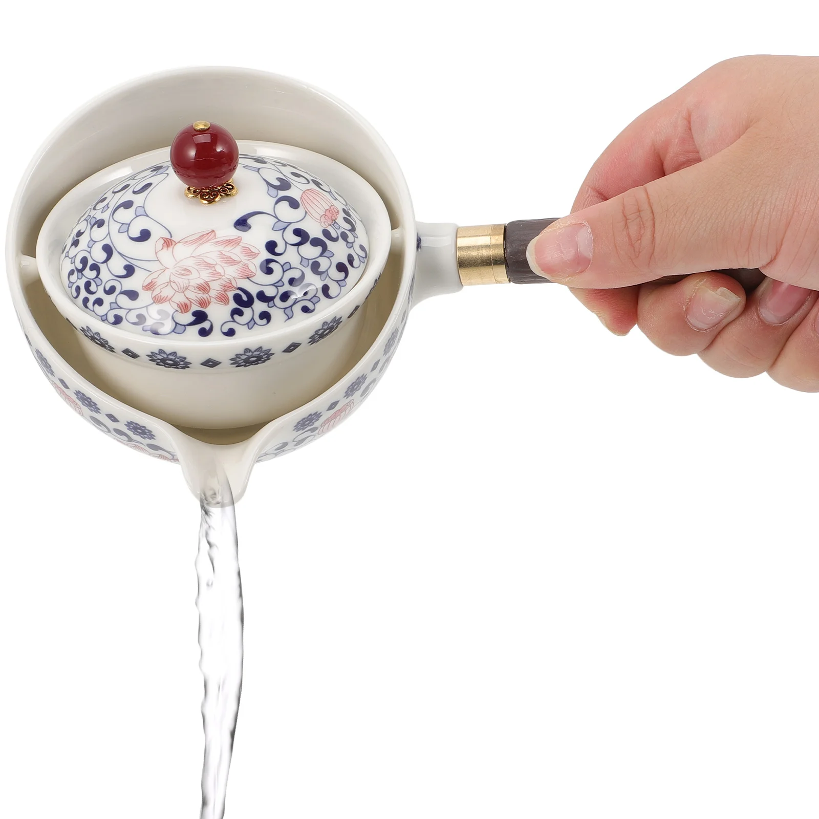 

Ceramic Lotus Rhythm Side Handle Teapot Vintage Porcelain Tea Ceremony Ware Easy Clean Elegant Kung Fu Tea Making Pot