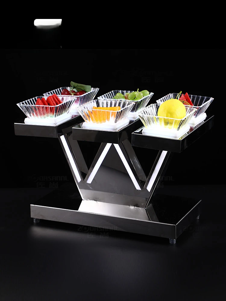 Bar Night Party KTV Stainless Steel Luminous Fruit Plate  Dim Sum Rack Snack