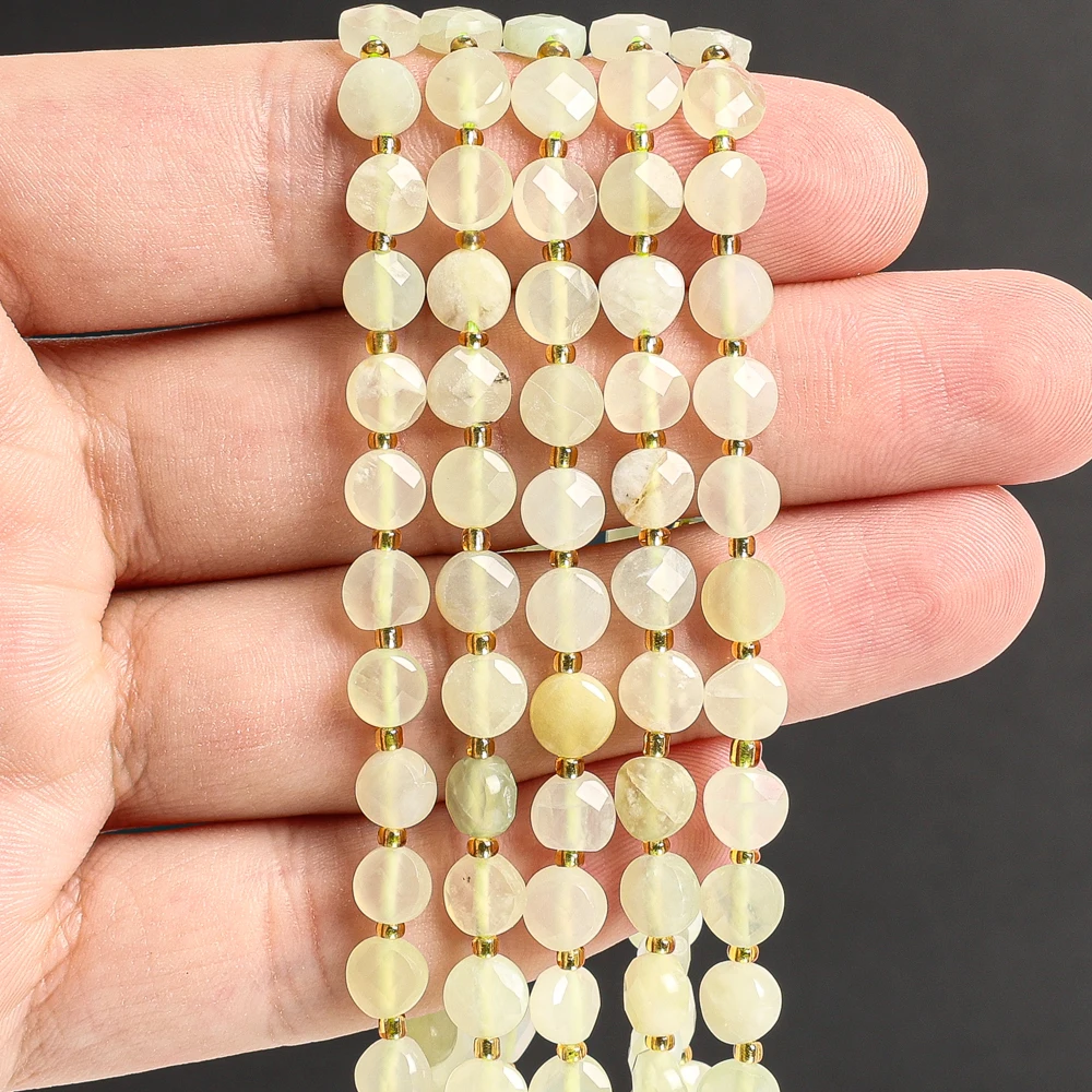 6MM YELLOW FACETED COIN NEW MOUNTAIN JADE BEADS NATURAL LOOSE SPACER BEADS FOR JEWELRY MAKING DIY BRACELET ACCESSORIES WHOLESALE