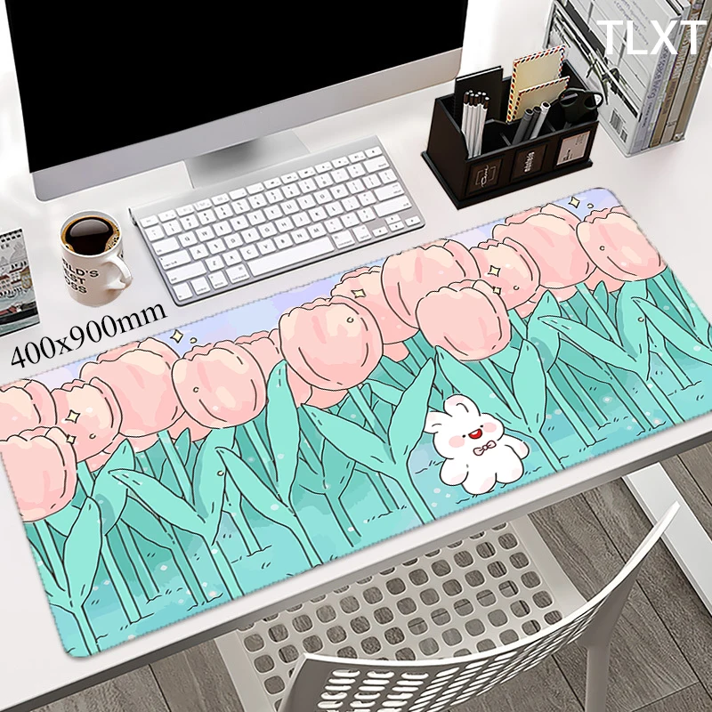 

Kawaii Rabbit Mousepad Locking Edge Computer Mausepad Rubber Pc Accessories Cute Bunny Mouse Pad Office Carpet Mause Desk Mat