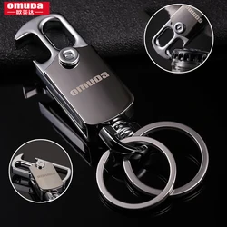 OMUDA Keychain Men's Waist Hanging Key Chain Stainless Steel Key Ring Rotating Double Ring Multifunctional Bottle Opener
