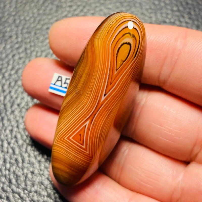 Natural Banded Agate Palm Stone Orange Yellow Healing Crystal Polished Tumbled Agate Specimen