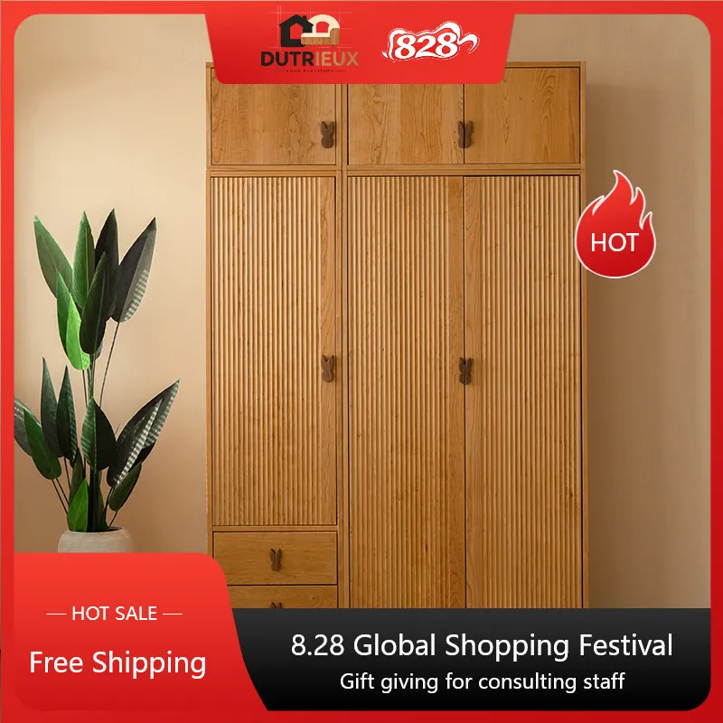 Luxury Large Wardrobe Closet Wood Hanging Clothes Wooden Organizer Wardrobe Closet Storage Clothes Armario Para Ropa Furniture