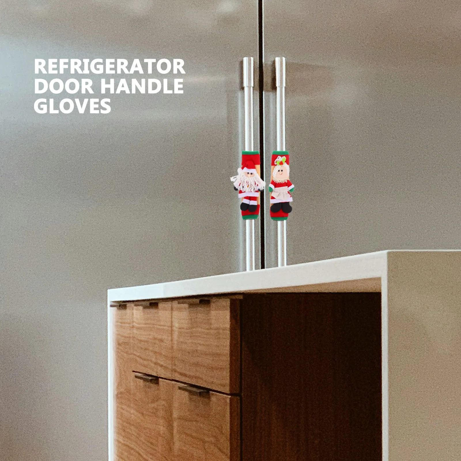 2pcs Christmas Fridge Handle Covers Refrigerator Knob Protectors For Kitchen Appliances Oven Microwave Cabinet Pull