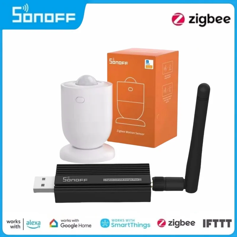 

SONOFF SNZB-03P Zigbee Motion Sensor Light Detection And ZBDongle-E Home Security Automation via eWeLink APP Alxea Google