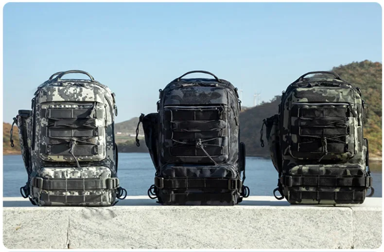 Angelrucksack Aufbewahrungstasche Herren Outdoor Schulter-Hängetasche für Angelköder und Ausrüstung mit Rutenhalter Camping Jagd – Detail 15