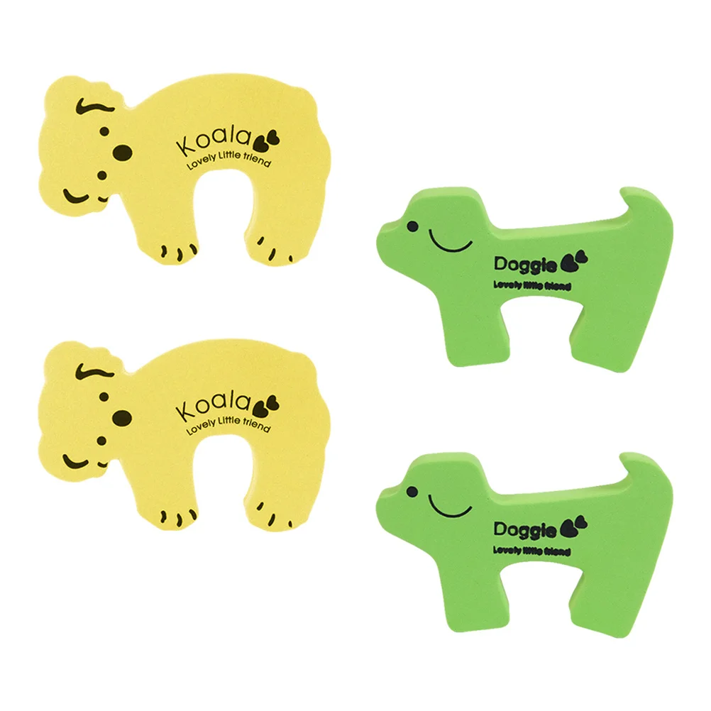 

4pcs Child Safety Door Finger Pinch Guard Stopper For Cabinet Drawer Protection Eva Soft Bumper Kids Friendly Cartoon Animal