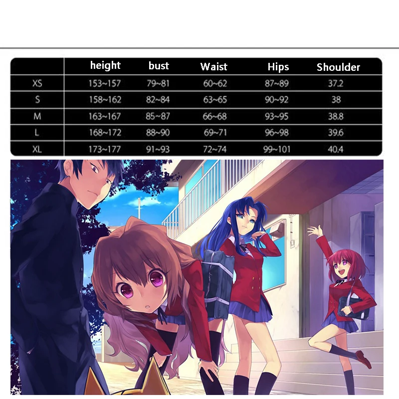 Toradora Aisaka Taiga ชุดคอสเพลย์โรงเรียนญี่ปุ่นมังกร x เสือเครื่องแต่งกายคอสเพลย์ฮาโลวีน