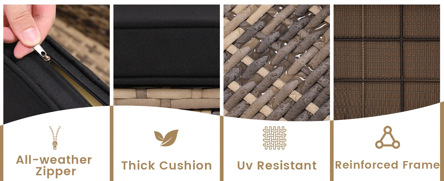 outdoor furniture set patio sectional wicker rattan cushion chair sofa couch table piece table glass