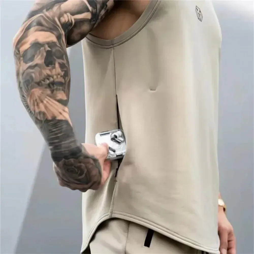 Men's Brand Gym Stringer Tank Top Men Bodybuilding Vest Cotton Sleeveless Shirt Fitness Vest Singlet Sportwear Workout Tanktop