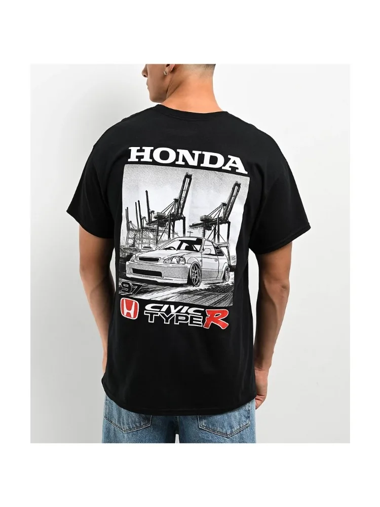 AliExpress Honda Men's and Women's T-shirt Honda 97 Civic Type R Summer Motorcycle Tee Racing Short-sleeved Spring Cycling Off-road Top