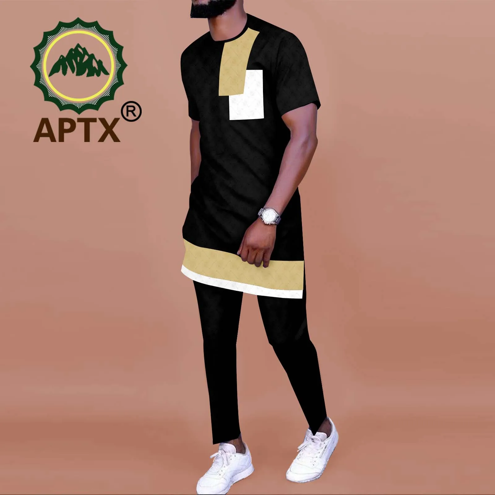 

Summer Bazin Riche Men Shirt Cotton Custom Dashiki African Print Patchwork Shirts Traditional African Style Clothing A2216098