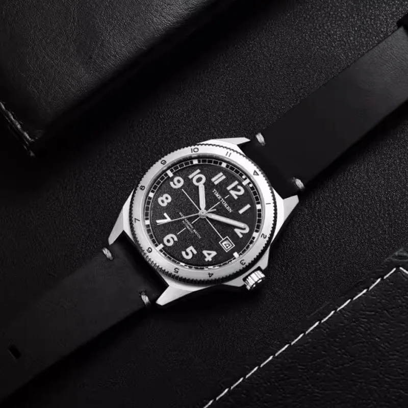 Fliguer Pilot Men Watch 40mm Automatic 8215 See-through Back 50 meters Water Resistant Leather Strap