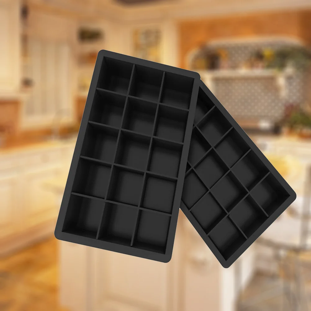 

2 pcs Silicone Ice Cube Trays Mold Food Grade Non-Stick Flexible Square For Chocolate Pudding Candy Cake Freezing Juice Coffee