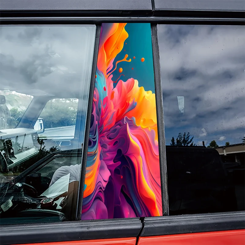 

2 pieces of automotive B-pillar stickers Fluid Color Waves Protective film, PVC material film