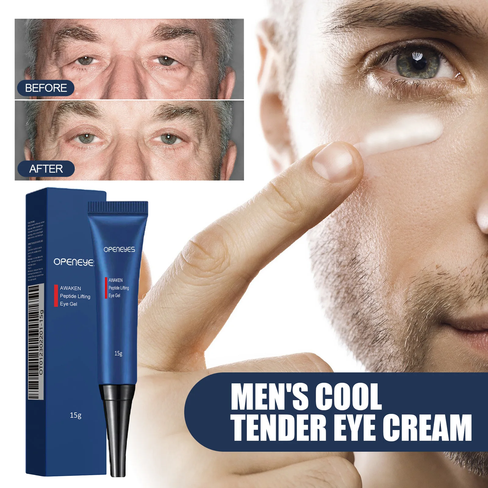 

Men's Retinol Anti Wrinkle Eye Cream Removes Dark Circles Puffiness Fat Particles Reduces Fine Lines Moisturizes