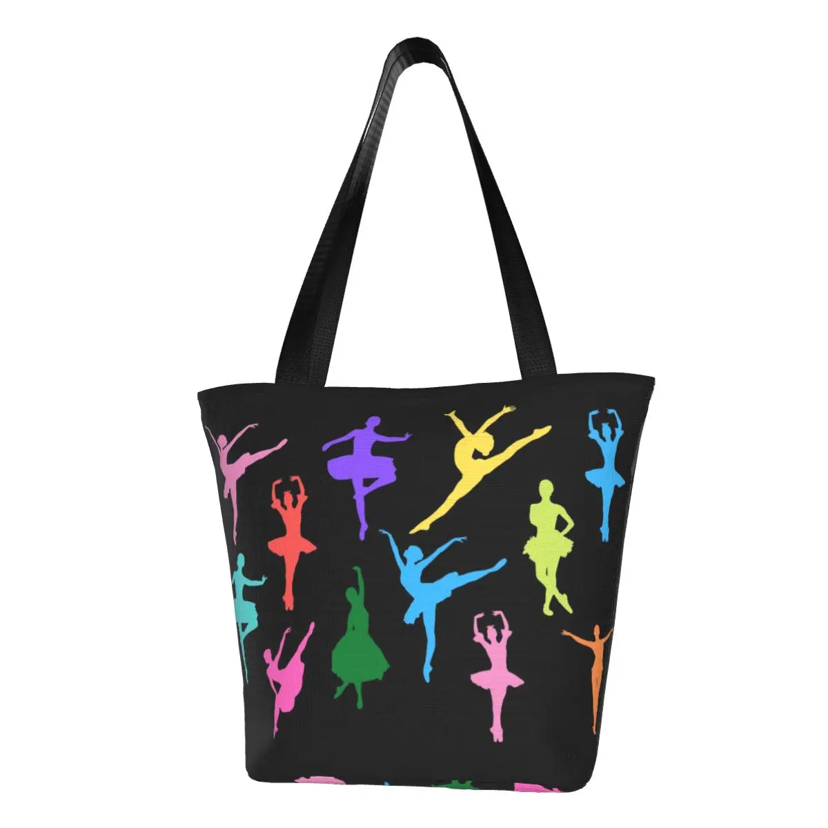 

Ballet Dance Lover Grocery Shopping Bags Printing Canvas Shopper Shoulder Tote Bag Big Capacity Durable Ballerina Dancer Handbag