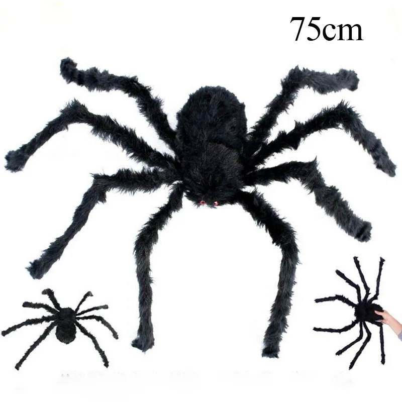 Riesiges rundes Spinnennetz und große haarige künstliche Spinne – gruselige Requisiten für Halloween-Dekorationen für Garten, Tür & Outdoor-Deko, Partygeschenke – Detail 10