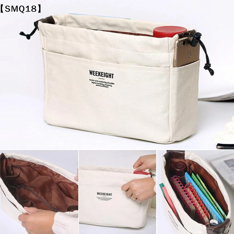 1Pc Drawstring Canvas Storage Organizers Multi-Pockets Liner Bag Lightweight Portable Travel Storage Bag【SMQ】