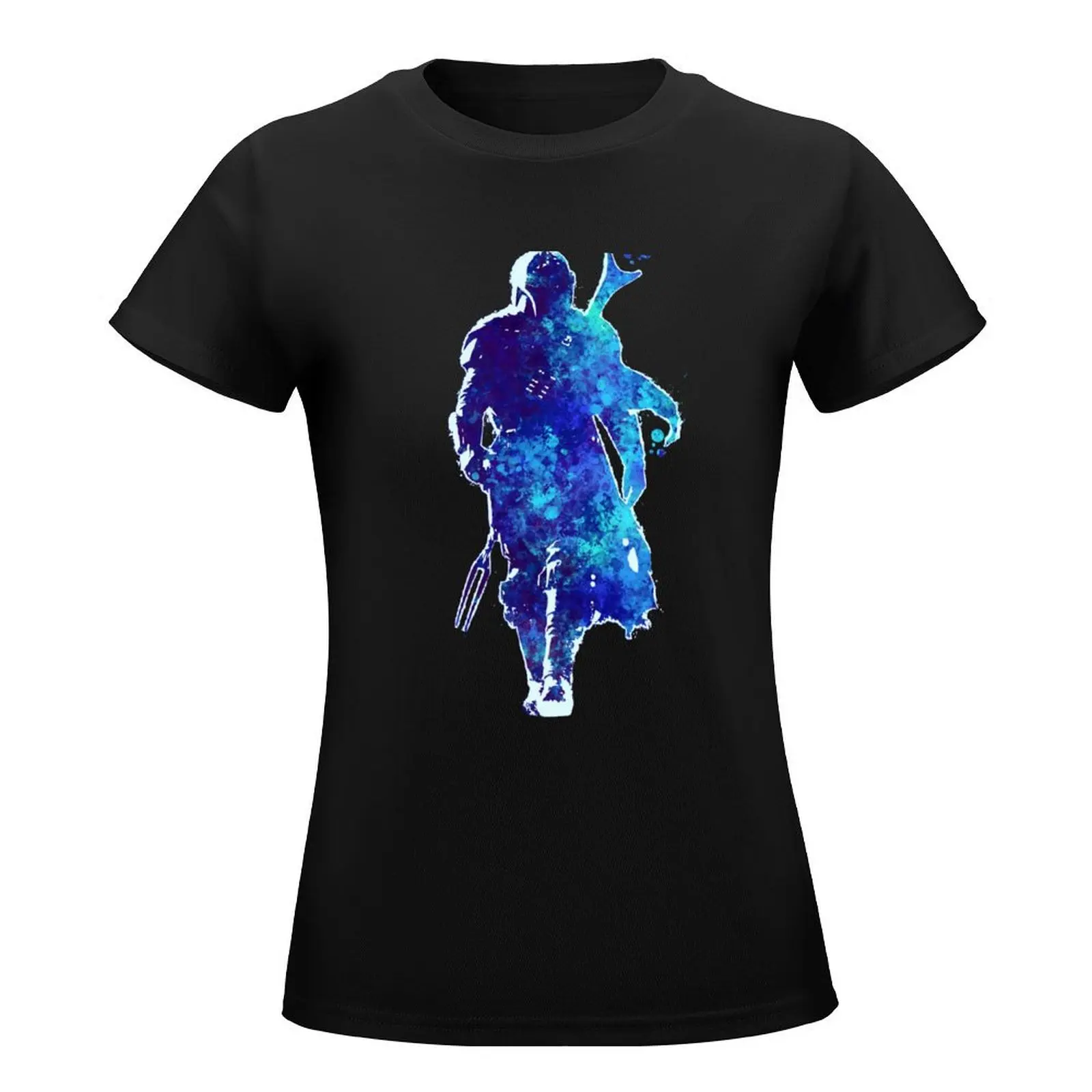 MANDO Silhouette Blue Paint Spatter T-Shirt summer tops Blouse cute clothes white t-shirt dress for Women sexy