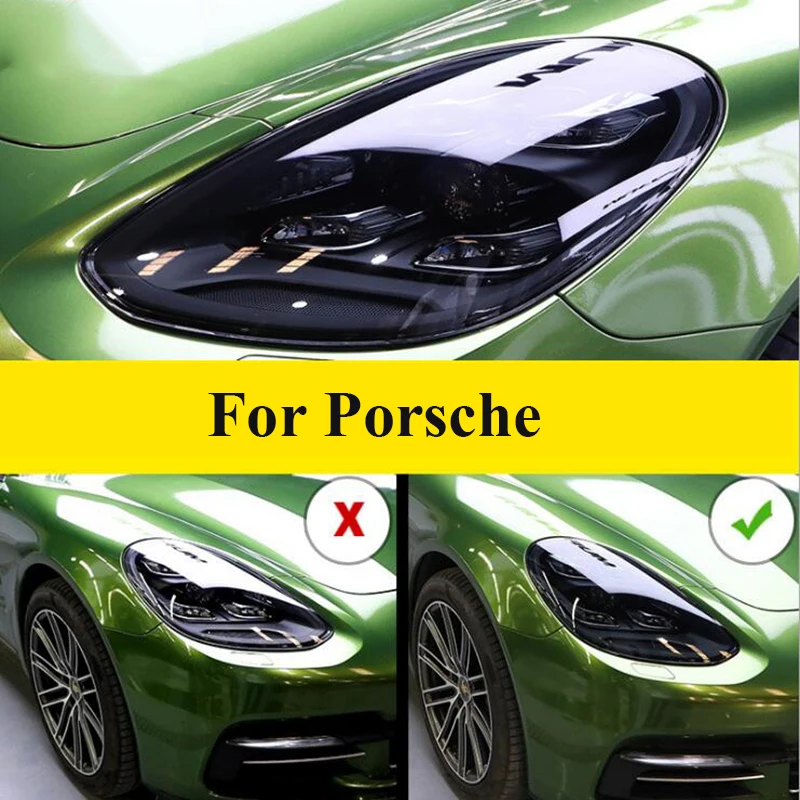 For Porsche Panamera 970 971 Accessories TPU Transparent Black Film Car Headlight Protective Film Anti-scratch Sticker 2 Pcs