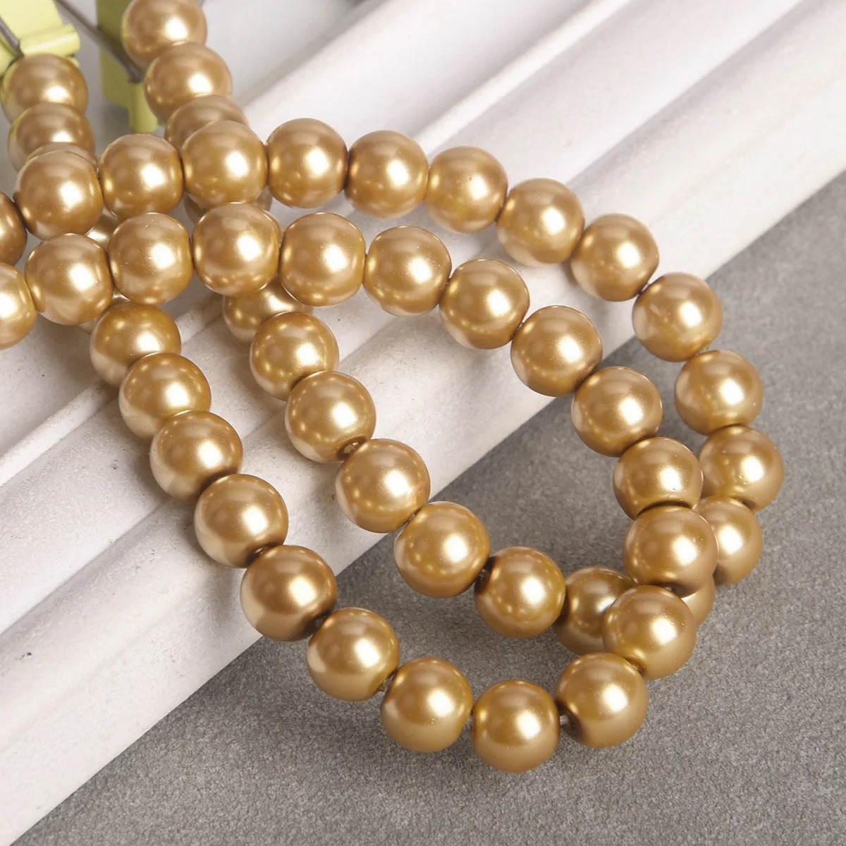 

30pcs Round 8mm Dark Golden Pearl Coated Glass Loose Spacer Beads Wholesale For Jewelry Making DIY Bracelet Crafts Findings