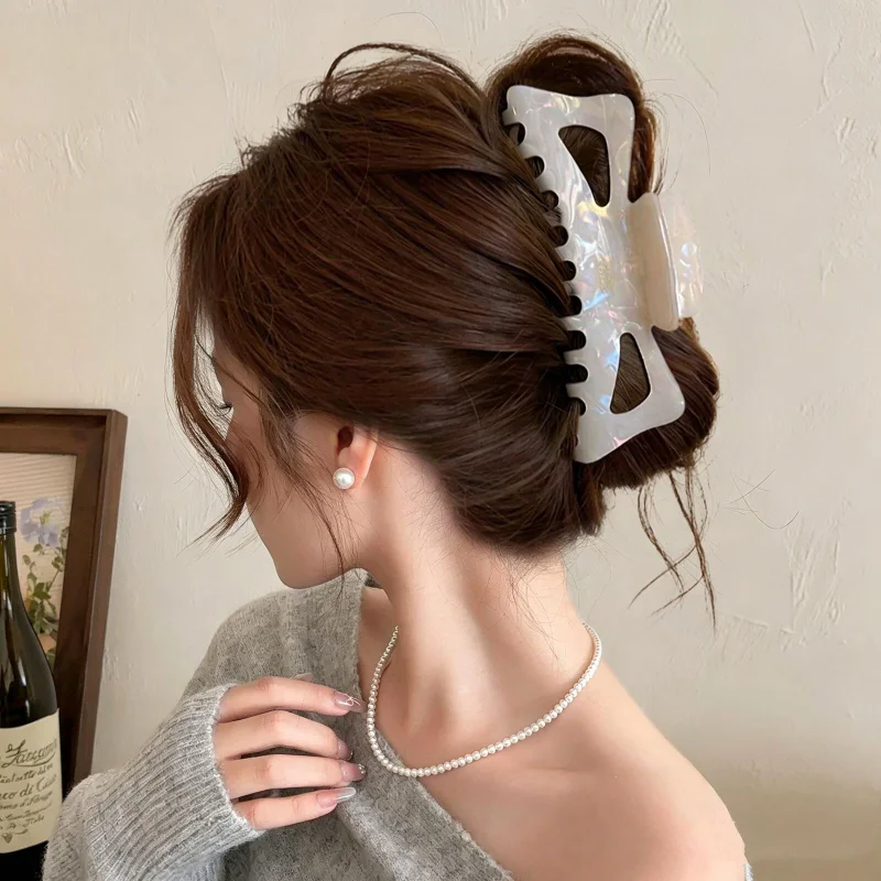 Neue Retro Korea Acetat-Haarspange Große Krabben-Haarklammern Haifischklammer Schleifen-Haarspange Modische Haaraccessoires für Frauen und Mädchen – Detail 5