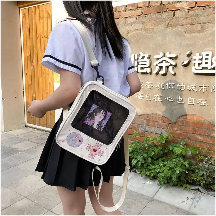 JIAERDI Harajuku Jk Backapck Women New Japanese Transparent Chic Leather White Mini Backpack Ladies Lolita Y2k Mochila Aesthetic