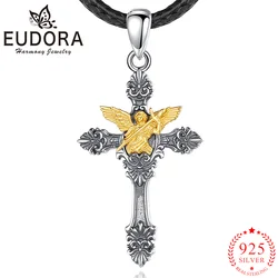 Eudora 925 Sterling Silver St. Michael Archangel Patron Saint Necklace Cross Religious Pendant Fine Jewelry for Men Women