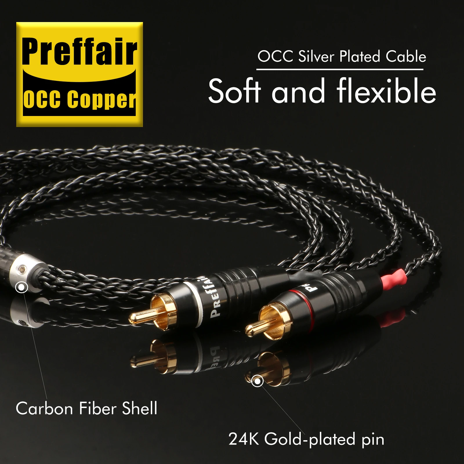 Preffair 2.5/4.4/6.35mm/4pin xlr to 2 RCA Male Splitter Audio Cable E516 OCC Silver plated Cable for Ipad/Player/DAC