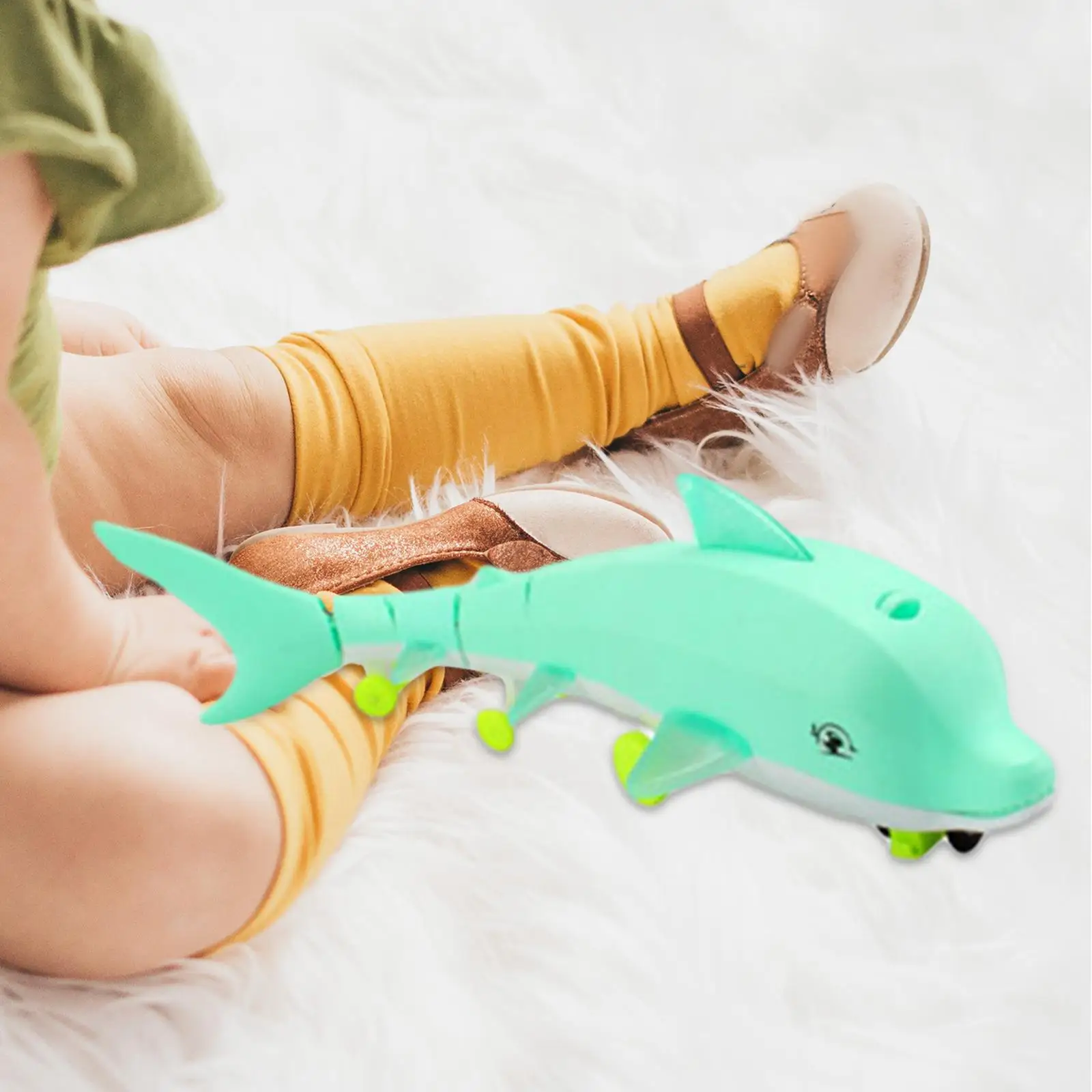 Pull Rope Dolphin Luminous Toy Swing Tail Playing Toy LED Battery Operated Electric Dolphin