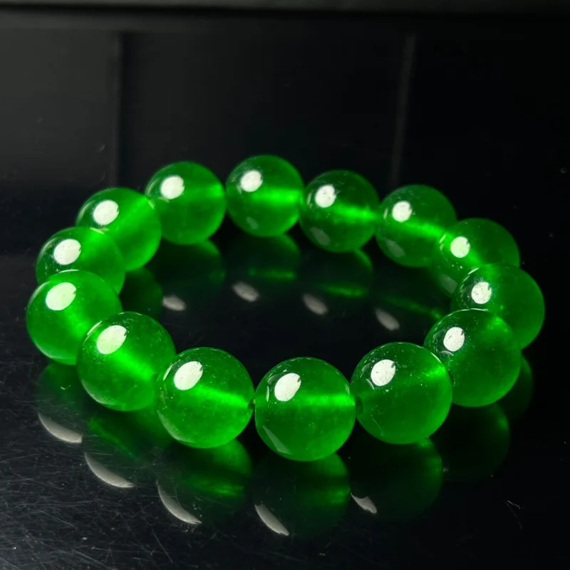 

16mm Certified Natural AAA Ice Green Burmese Beads Jade jadeite Bracelets Bangle