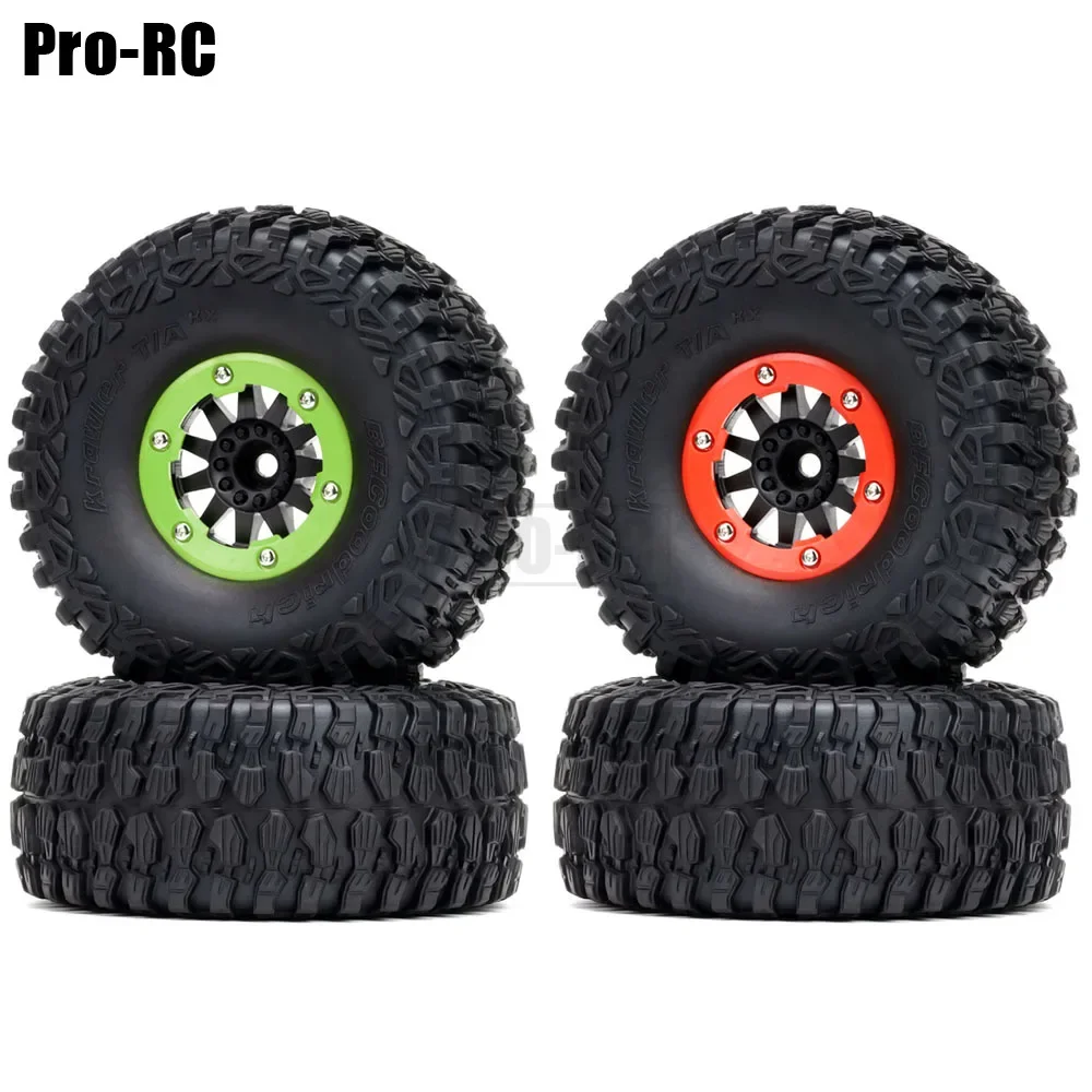 4Pcs 2.8Inch Beadlock Wheel Rim Hub & All Terrain Rubber Tires for TRAXXAS 1/7 UDR Unlimited Desert Racer RC Car Part