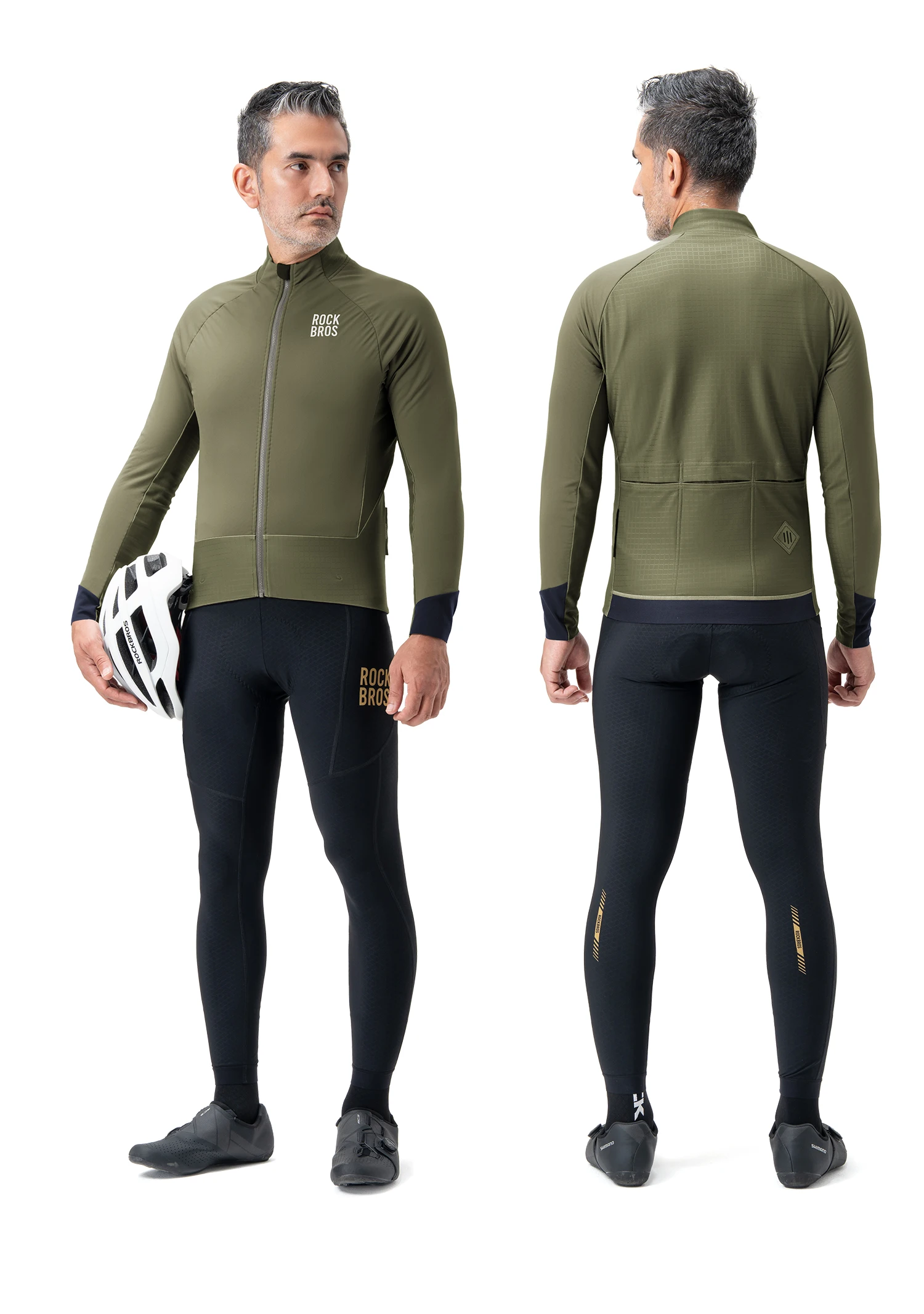 ROCKBROS Winter-Fleece-Fahrradjacke für Herren, winddicht, doppellagig, Thermo-Fahrradtrikot mit Rückentaschen, reflektierende Fahrradjacke – Detail 13