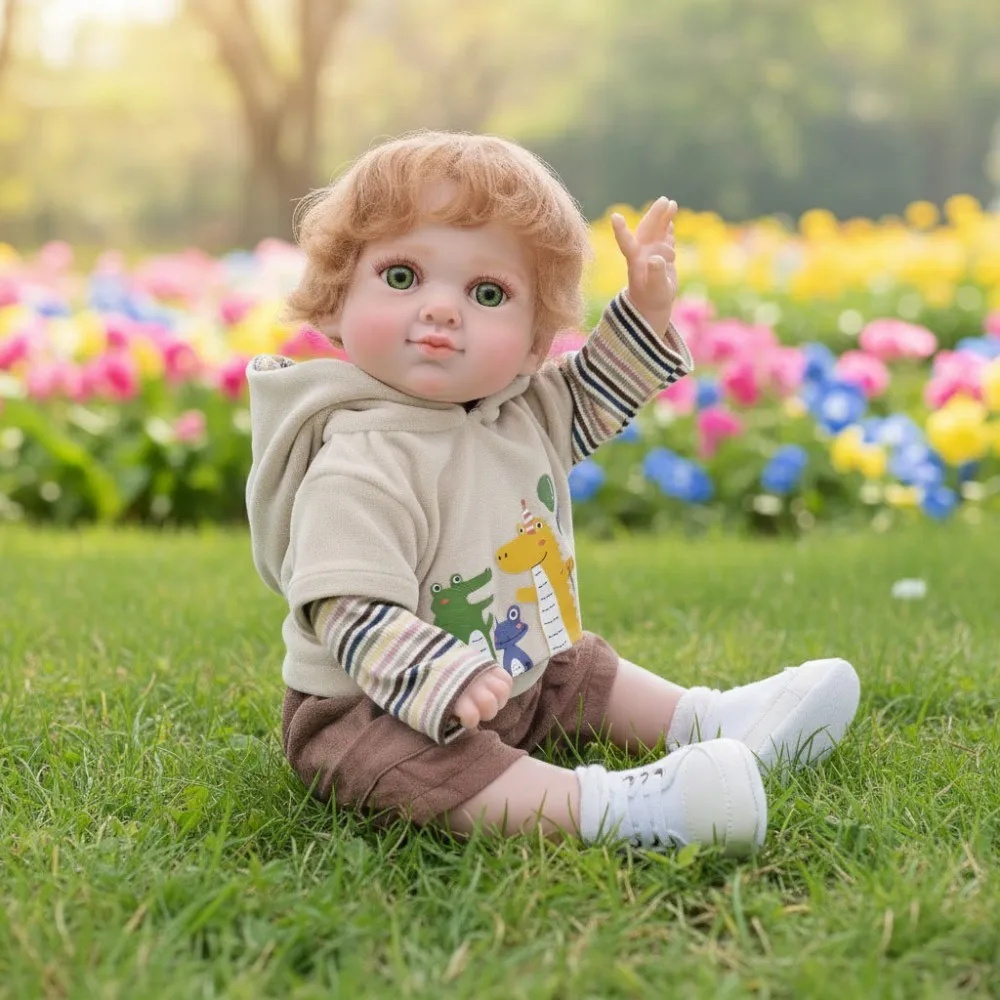 Cloveray 20-Zoll-Ganzkörper-Vinyl, realistische wiedergeborene Babypuppe, superweiche Vinylpuppe, handgefertigt, hochwertiges Original-Weihnachtsgeschenk für Kinder