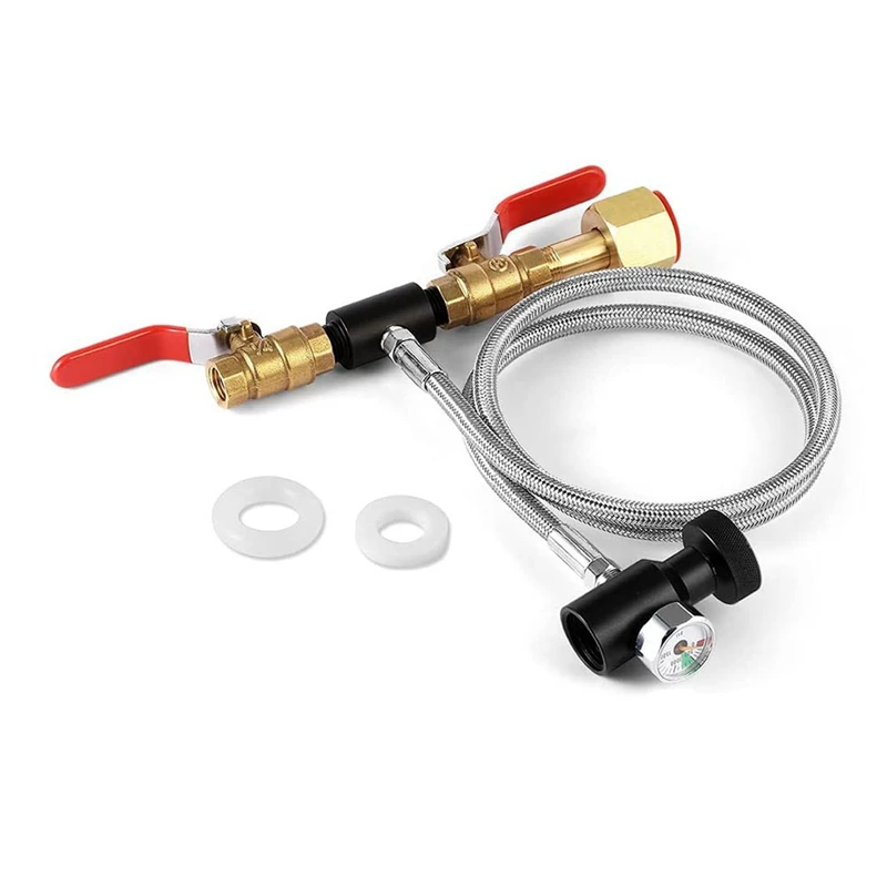 CGA320 G1/2 CO2 Cylinder Refill Adapter With 36 Inch Hose And Gauge, Refill Adapter Kit CO2 Cartridges External Hose