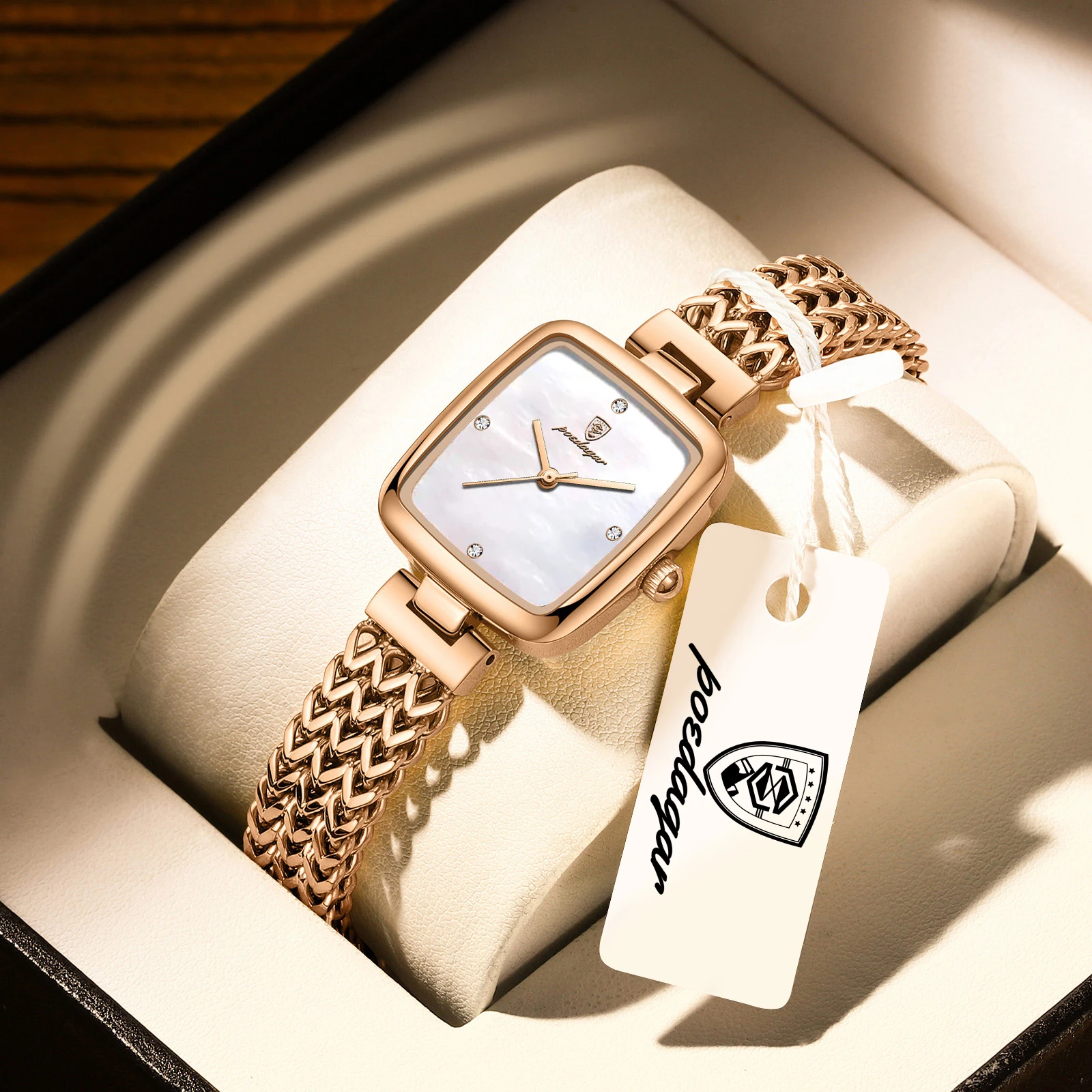 

POEDAGAR Elegant Square Watch For Woman Waterproof Stainless Steel Luxury Women Watches Exquisite Quartz Ladies Wristwatch Reloj