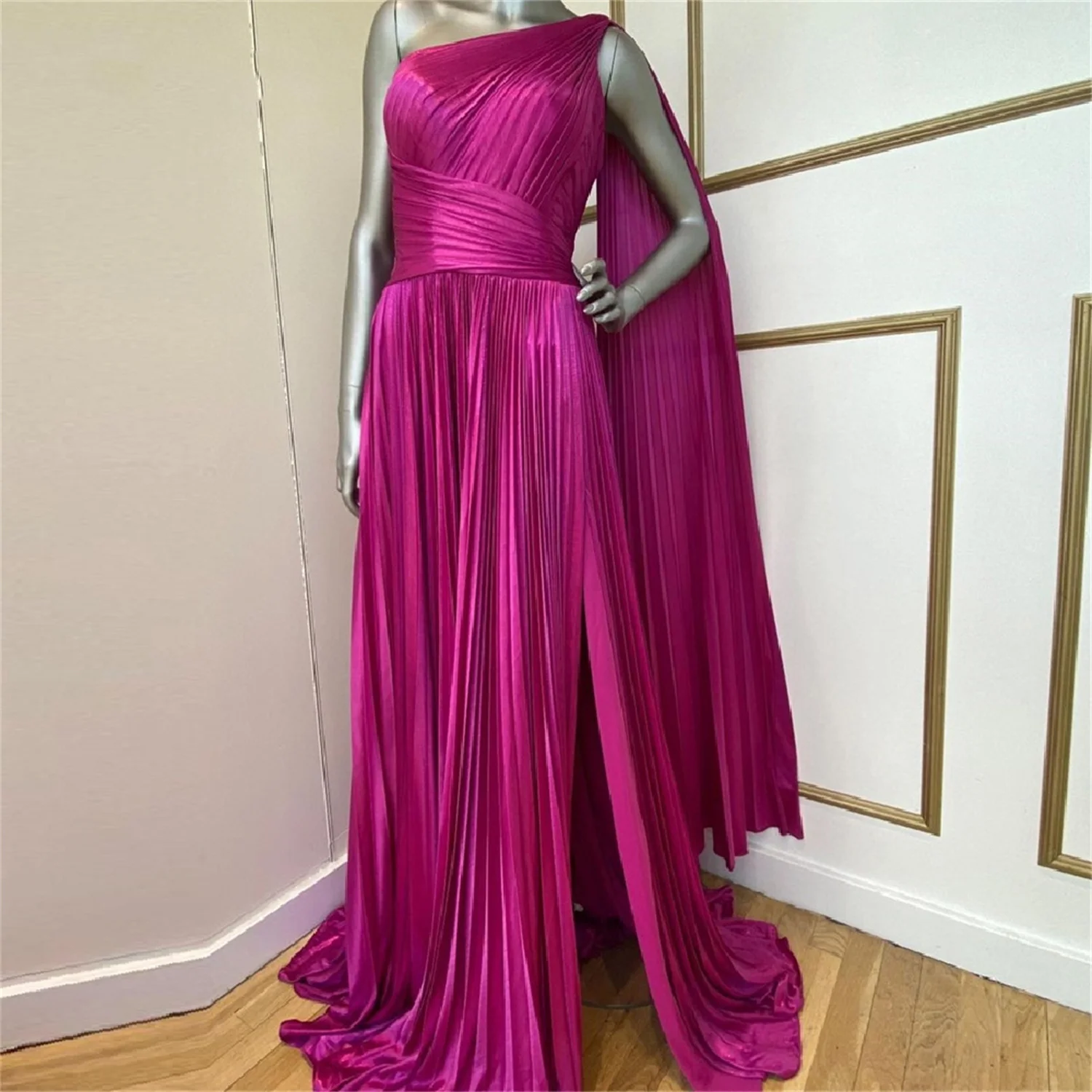 Lucy Side Slit Ball Gown Shawl Party Dress Women Elegant Luxury Evening Rose Red Cocktail Dresses Sharon Happy Wedding Guest