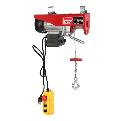 Electric Hoist 100kg, 220lbs Single 440lbs Double Wire Rope, Mini Hoist with Emergency Stop, 32.8ft/min Lifting Speed, Carbon Steel Durable Construction